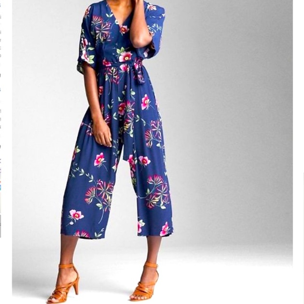 Gap Navy Floral Jumpsuit Size 14 EUC